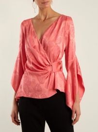 V-neck satin jacquard wrap blouse at Matches